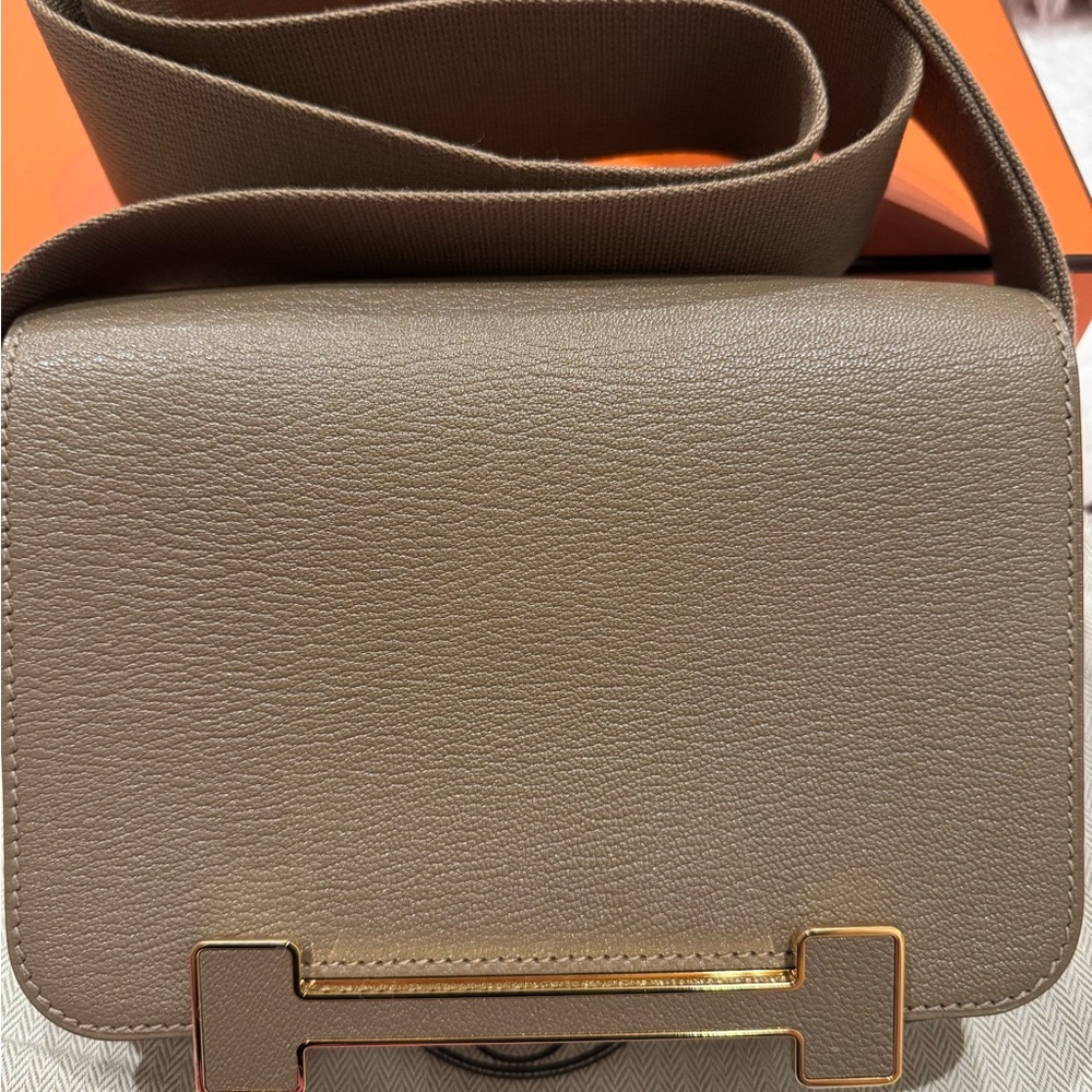New HERMES Chevre Mysore Geta Beige De Weimar Messanger Bag